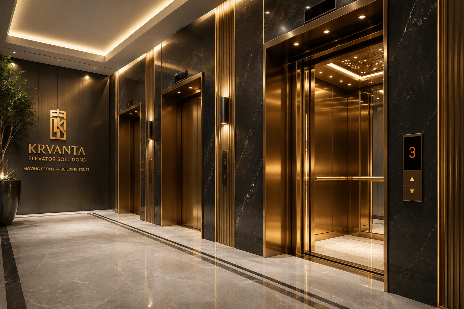 Modern elevator interior installed by Krvanta Elevator Solutions